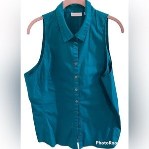 Sleeveless Button Up Blouse, size XL